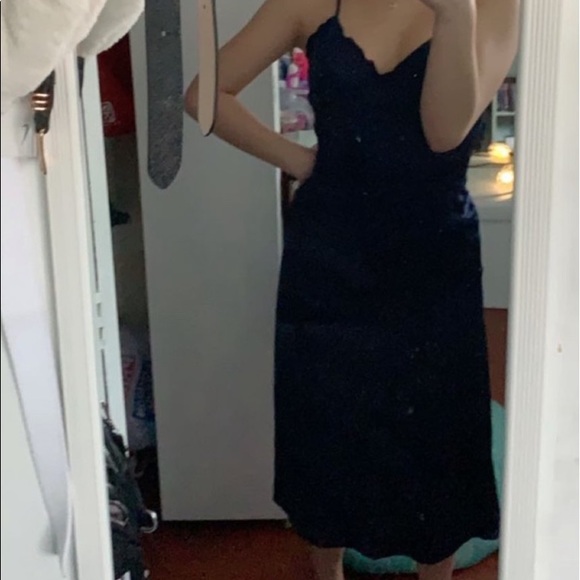 Aritzia Wilfred milly satin navy dress size 0 - Picture 3 of 3